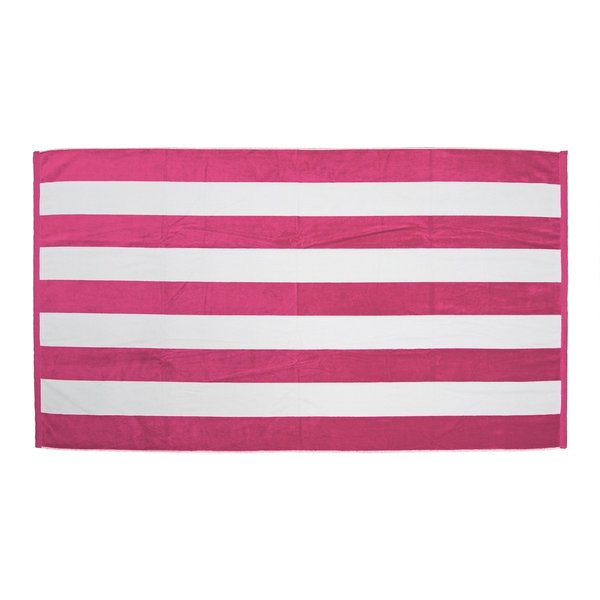 Towelsoft Premium Cabana Stripe Velour Beach Towel 35 inch x 60 inch-Hot Pink HOME-BV9006-HTPNK